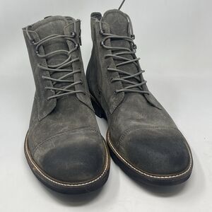 Ecco Kenton Vintage Chukka Boots Mens 12 Gray Suede Leather Side Zip Cap Toe